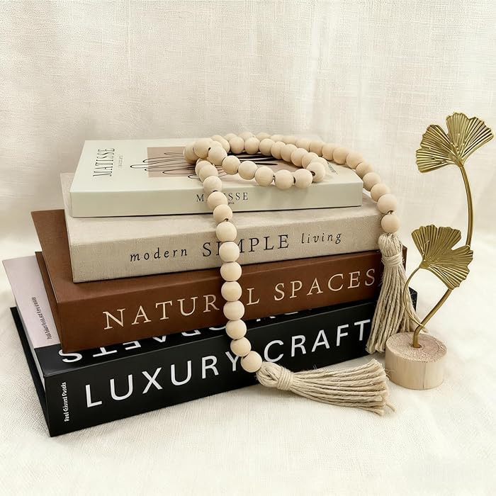 Jorivel 4PCS Decorative Book w/Wood Knot & Gold Ginkgo Leaf Statue, Book Shelf Decor Minimalist L... | Amazon (US)