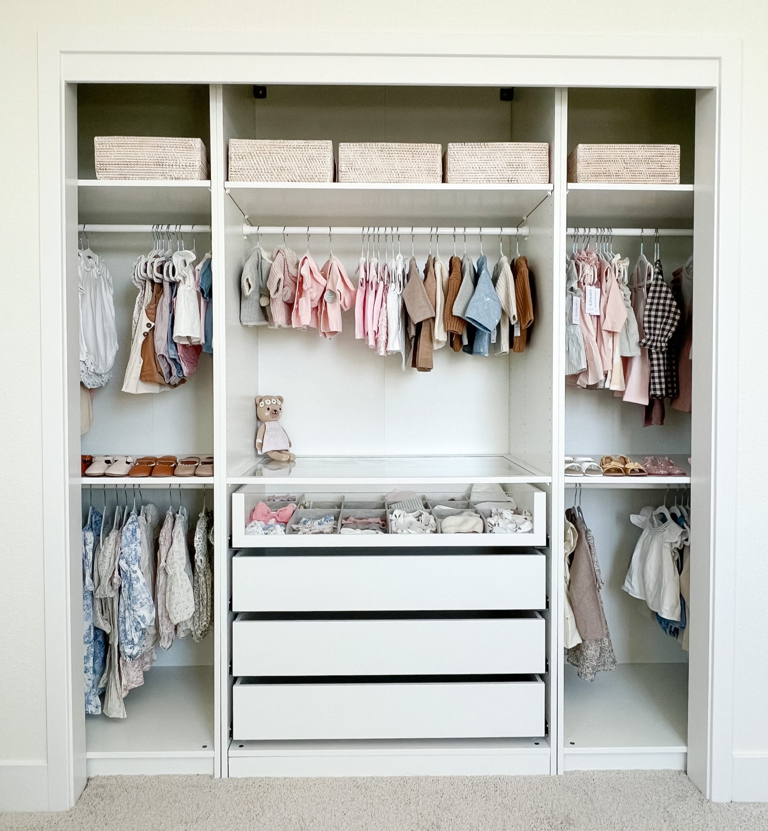 First nursery project: closet storage! Adding this organization system really helped maximize the storage space in this closet

#LTKhome #LTKfamily #LTKbump