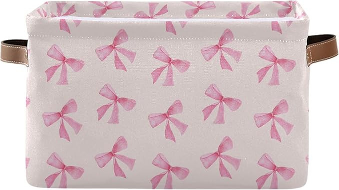 xigua Collapsible Toy Storage Bins, Waterproof Canvas Storage Basket with Leather Handles for Hom... | Amazon (US)