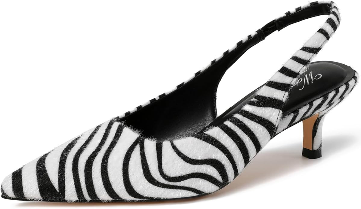 Kitten Heels for Women Closed Pointed Toe Kitty Slingback Dressy Low Heeled Pumps Fashion Casual ... | Amazon (US)