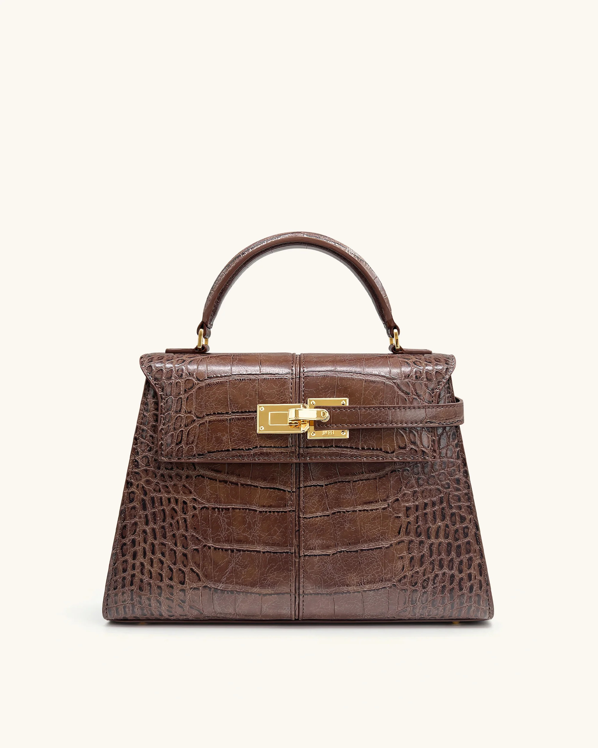 Elise Large Croc-Embossed Top Handle Bag - Chestnut Brown | JW PEI US