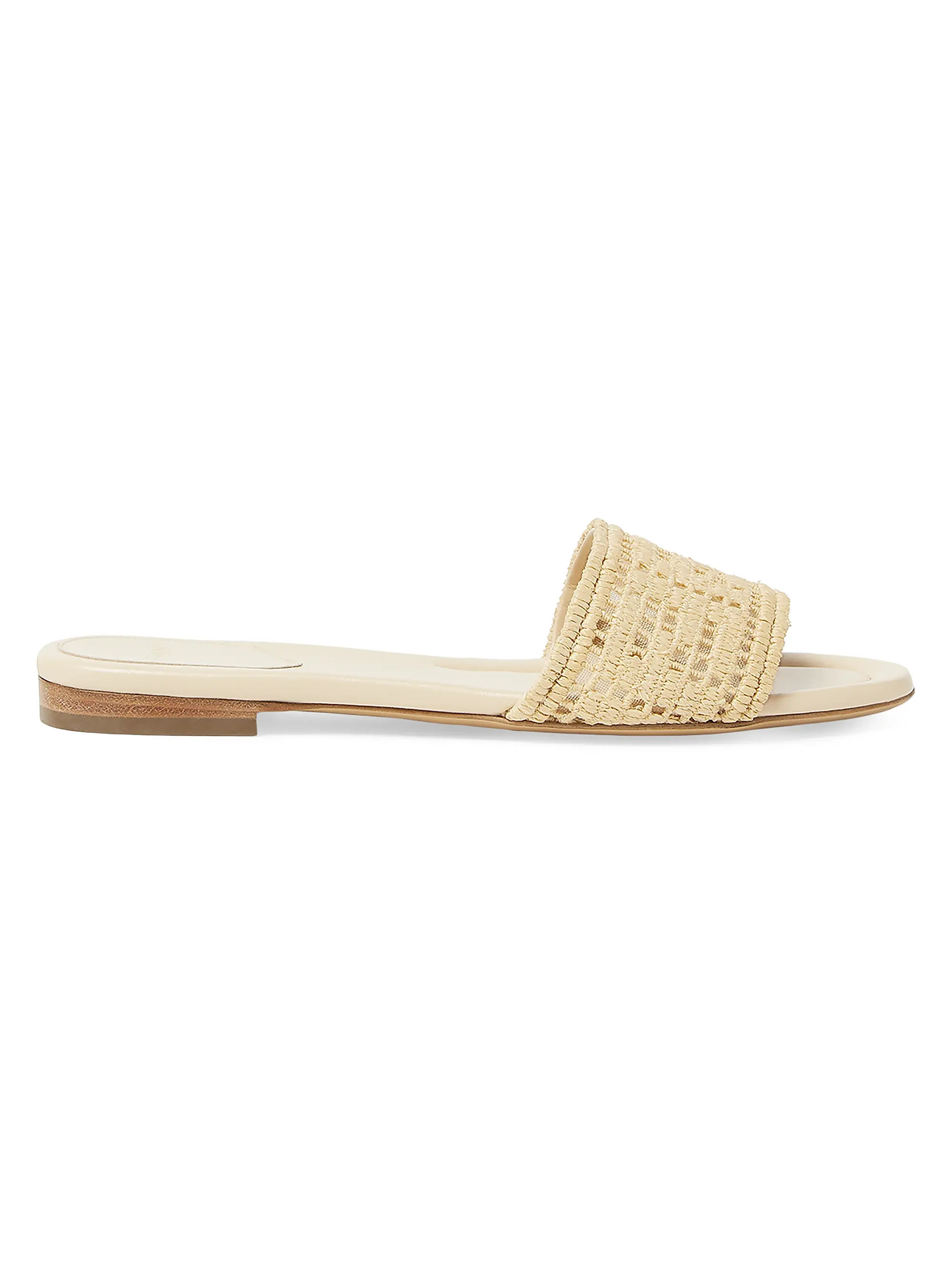 Sunshine Logo Leather Flat Slides | Saks Fifth Avenue