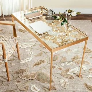 SAFAVIEH Otto Ginkgo Leaf Antique Gold Leaf Desk | Bed Bath & Beyond