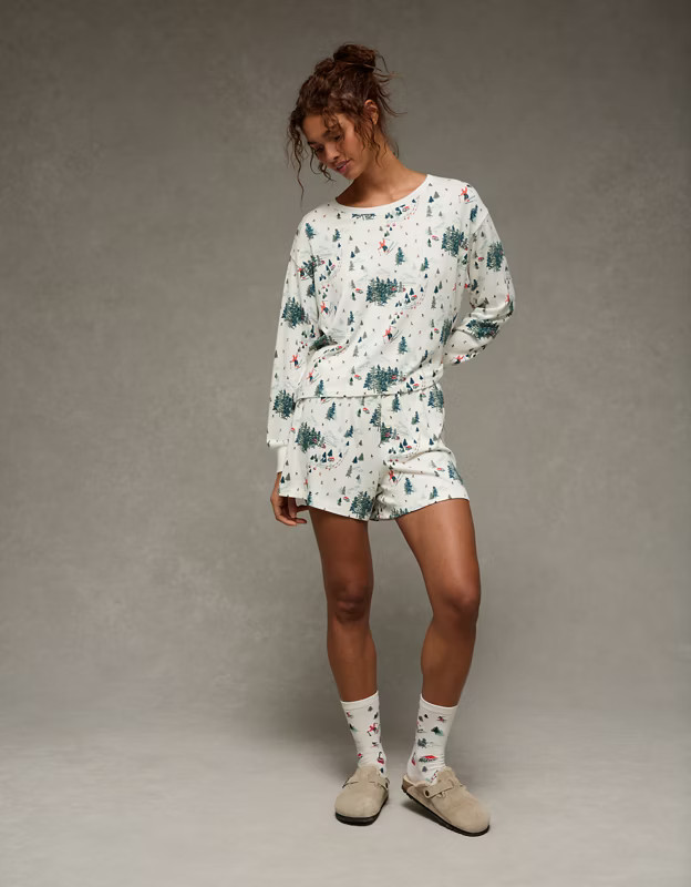 AE Luxe Plush Holiday PJ Set | American Eagle Outfitters (US & CA)