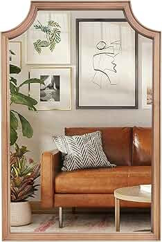 WallBeyond Wood Framed Mirror with Scalloped, 24" x 36" Farmhouse Arch Wall Mirror for Bathroom E... | Amazon (US)