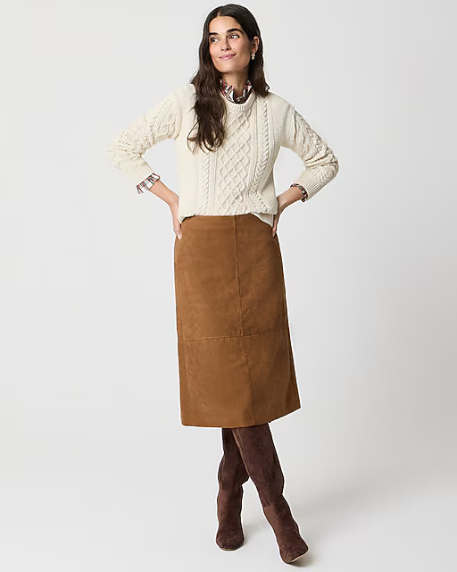 Sueded pencil midi skirt | J.Crew Factory