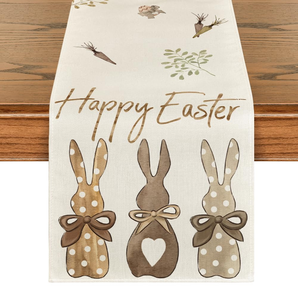 Artoid Mode Carrots Rabbit Bunny Happy Easter Table Runner, Spring Summer Seasonal Holiday Kitche... | Amazon (US)