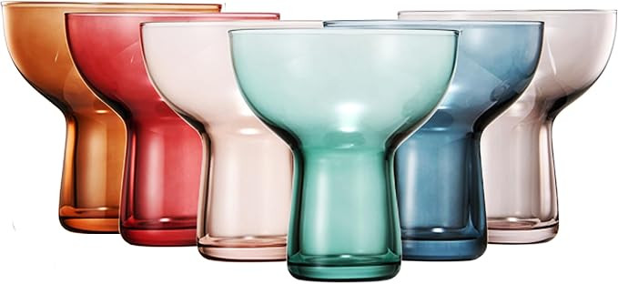 Khen Colored Vintage Art Deco Glasses - Martini, Margarita, Cocktail & Champagne Ribbed Glasses |... | Amazon (US)