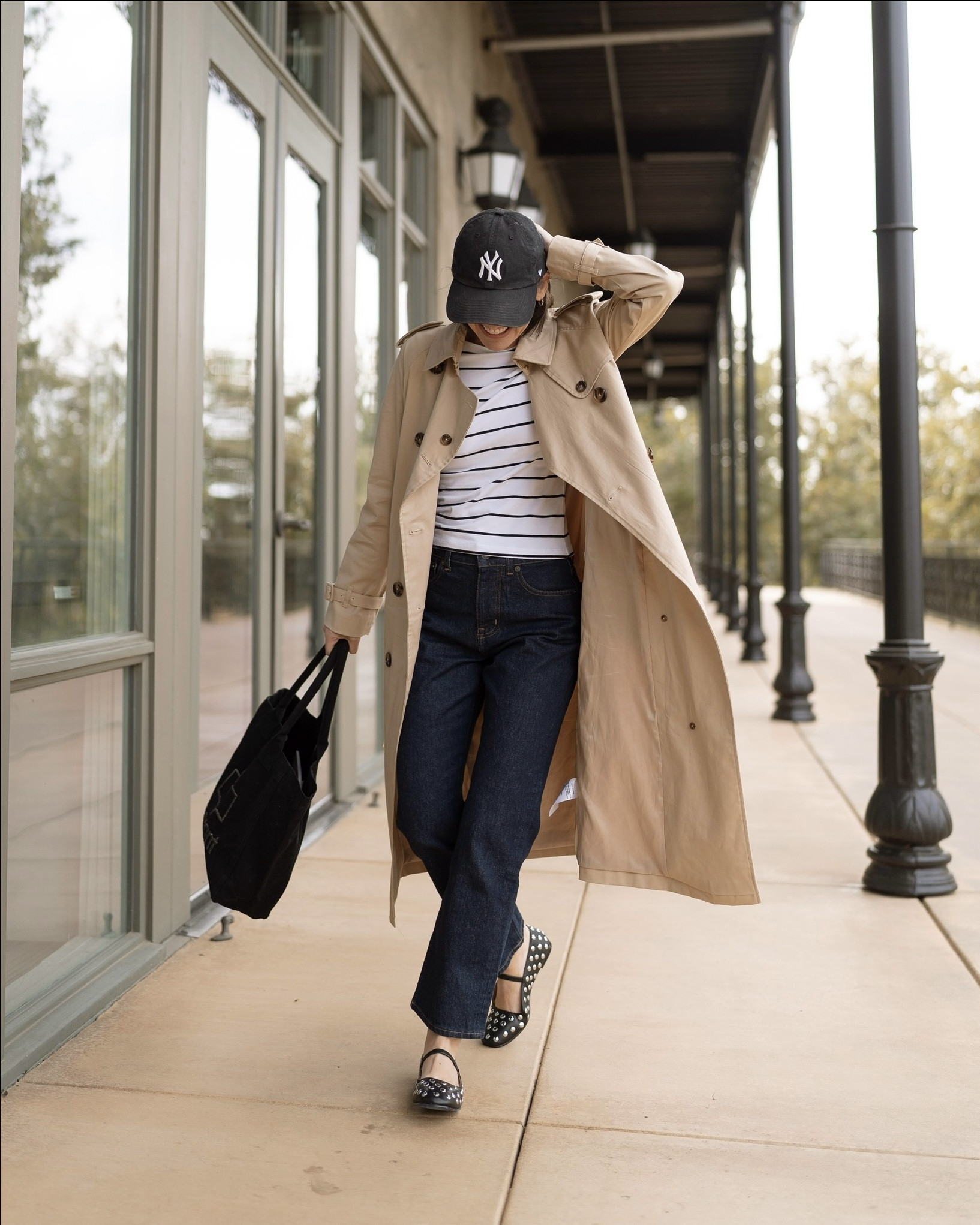 It’s an add to cart kind of day. #LTKxMadewell is having a sale on stylish staples I’m currently crushing on.
1. 90s Jeans - petite plus standard and tall sizes and 4 washes. Im 5’4” and wearing a 25 petite. They have a 10 1/2" rise, 15 1/2" leg opening, and 28" inseam. They are perfect for  sneakers, flats,and boots 
2. Classic Bomber- it doesn’t get any better than this green aviator with quilted packet and rushed sleeves. Runs big. Wearing an xs. 
3. Striped Top- My favorite neural print of all time. This print goes with everything and this style is reversible! TTS
4. Studded Flats- sweet and sporty together and perfect for all your outfits from skirts to joggers 
