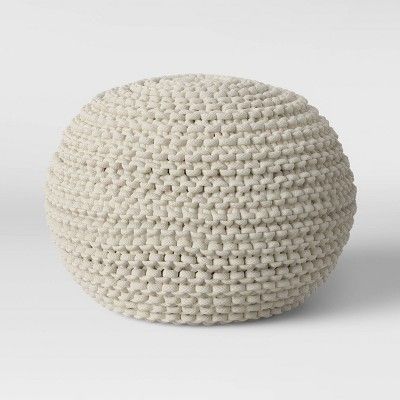Cloverly Chunky Knit Pouf Cream - Threshold&#8482; | Target