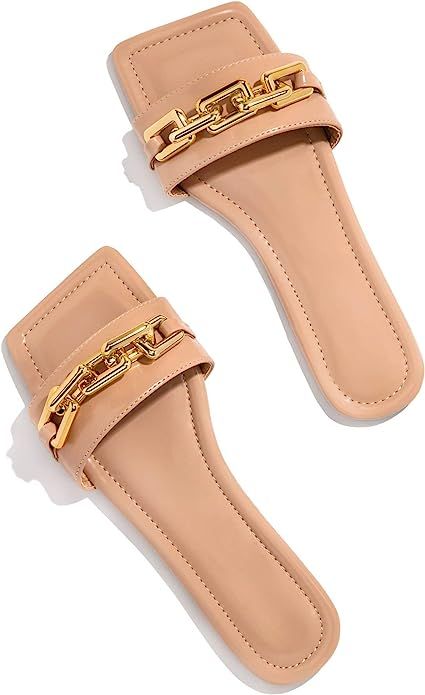 Women's summer casual beach flat sandals with peals.It comes in black，khaki and pink. | Amazon (US)