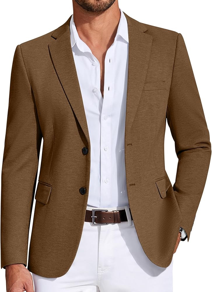 COOFANDY Mens Casual Blazer Knit Sport Coat Lightweight Two Button Suit Jacket | Amazon (US)