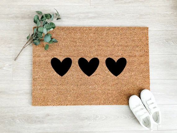 Black Hearts Doormat  Welcome Mat  Coir Doormat  Cute | Etsy Canada | Etsy (CAD)