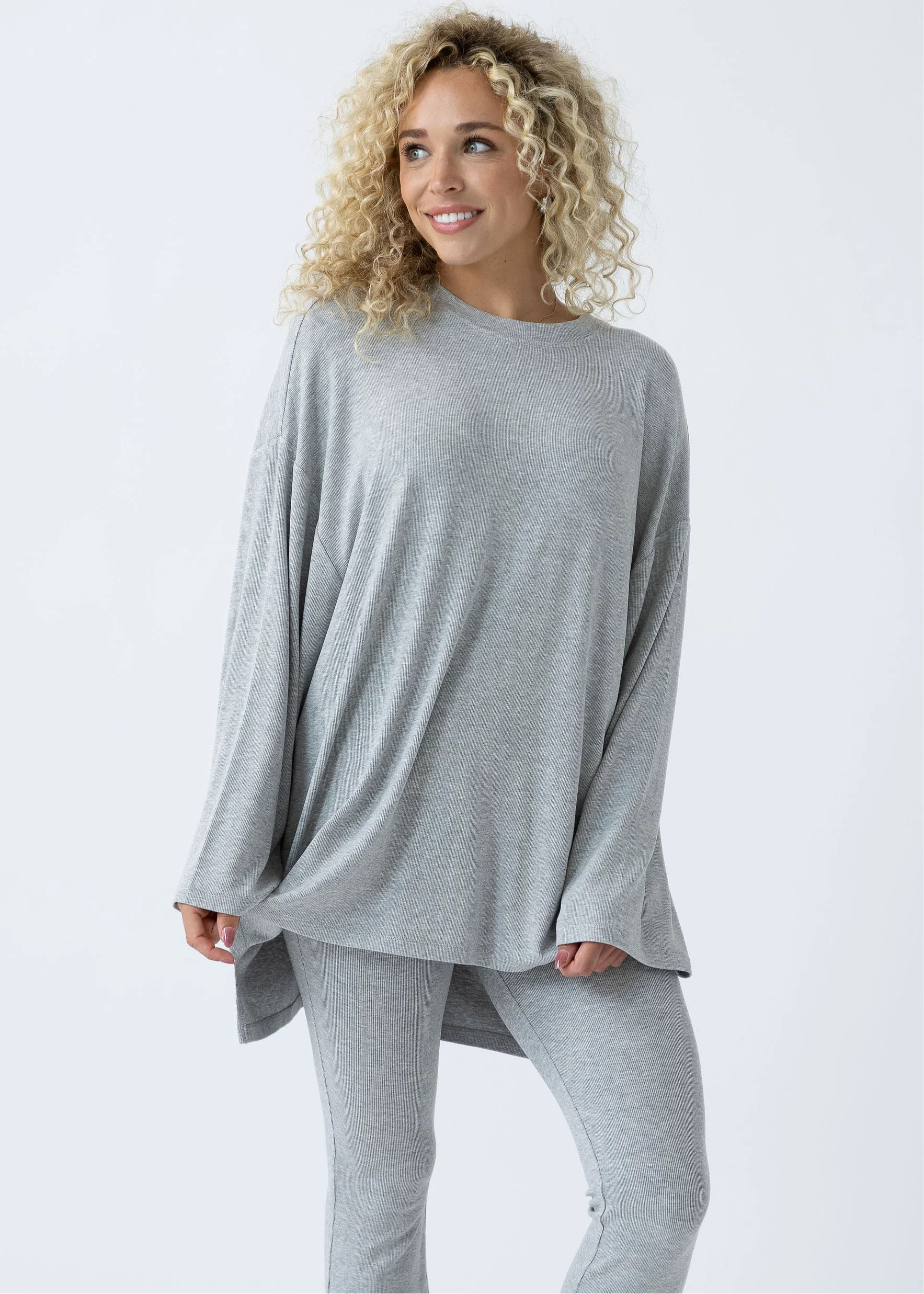 All Weekend Long Pant Set Long Sleeve Grey | The Foxy Kind