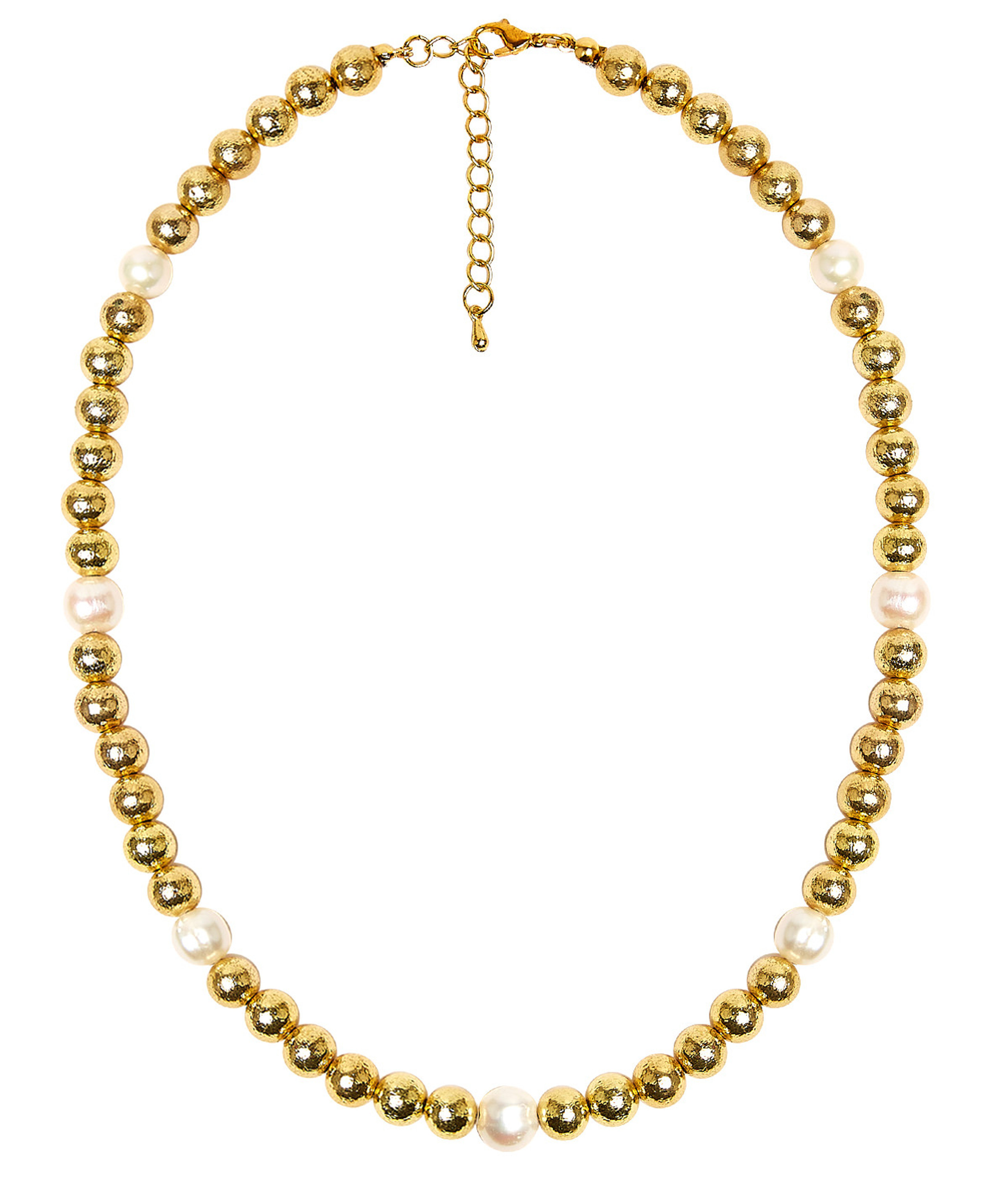 Diana Single Strand Beaded Necklace 10mm - Brushed Gold and Freshwater Pearl | Lisi Lerch Inc