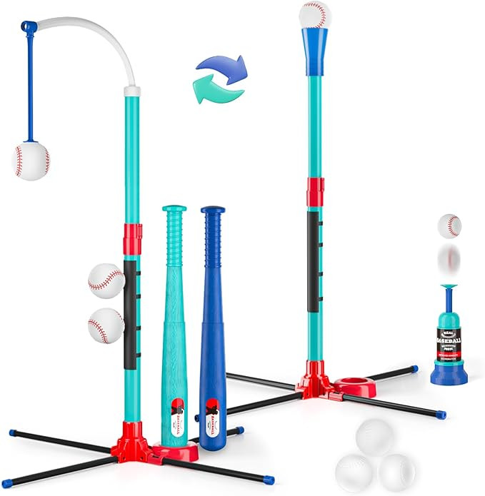 3-in-1 T Ball Set for Kids: Hanging Batting Tee + T Ball Stand Set Auto BaseBall Launcher for Tod... | Amazon (US)