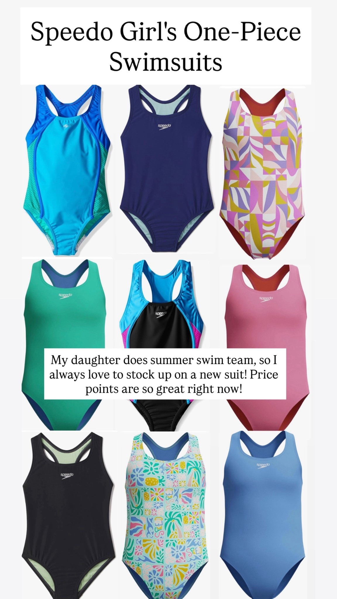 Speedo Girl's Swimsuit One Piece Closed Racerback

#LTKKids #LTKSaleAlert