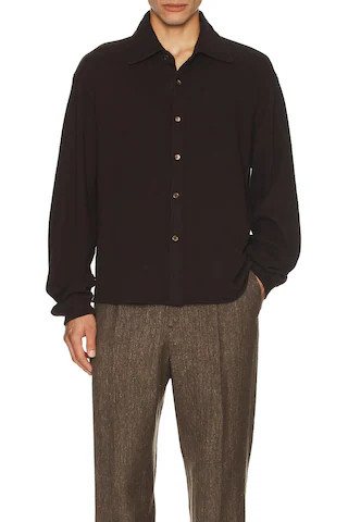 Our Legacy Recovery Shirt in Deep Brown Fuzzy Fleece from Revolve.com | Revolve Clothing (Global)
