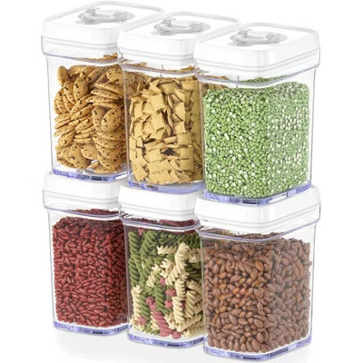 Airtight Food Storage Containers For Pantry With White Lids – 6 Pack - Clear Air Tight Kitchen Containers Pantry Organization And Storage - BPA-Free P | Wayfair North America