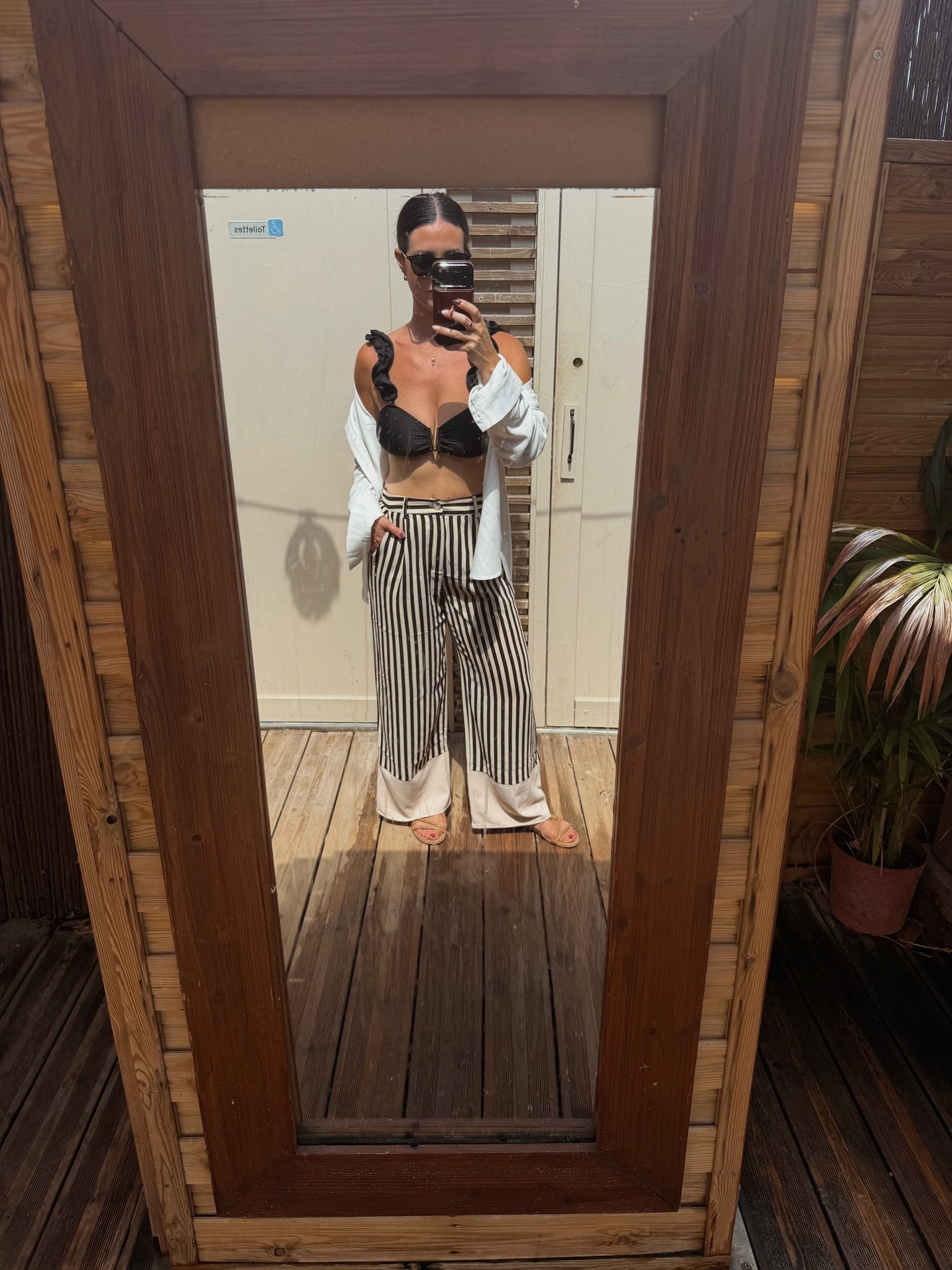 Beach day in France! Three years wearing this ruffle swimsuit and I still love it! Size up!  Striped summer pants are so fun.

#LTKTravel #LTKOver40 #LTKSeasonal