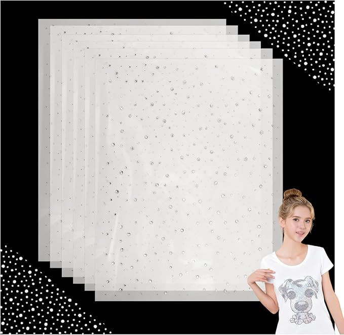 Iron on Rhinestone Sheets for Heat Press,6 Sheets Glitter Rhinestone Hotfix Decals,Flat Round Dia... | Amazon (US)