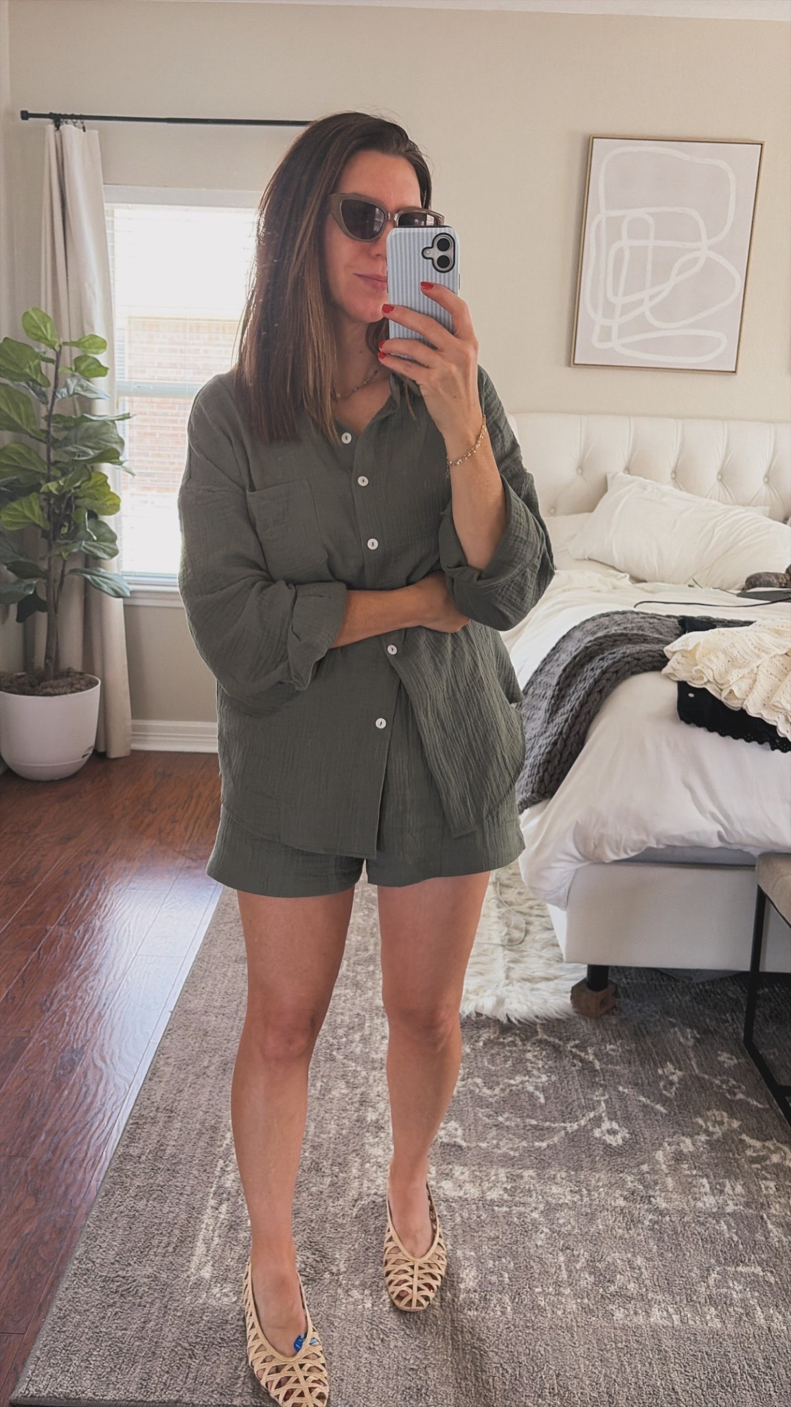 Morning of appts and errands outfit. Sized up one in this gauzey set. So comfy! Memory foam flats are new and may run slightly big  

#LTKootd #LTKmomlife #LTKdayinmylife