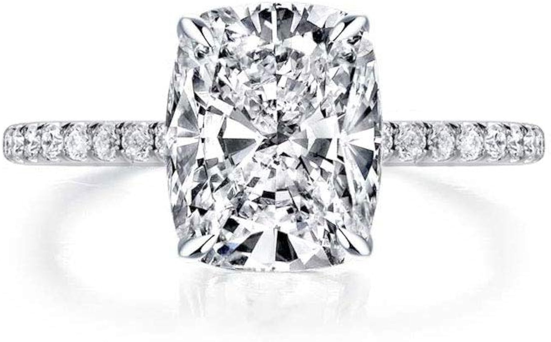 Bo.Dream Cushion Cut 2/3ct Cubic Zirconia CZ Engagement Rings Platinum Plated Sterling Silver | Amazon (US)