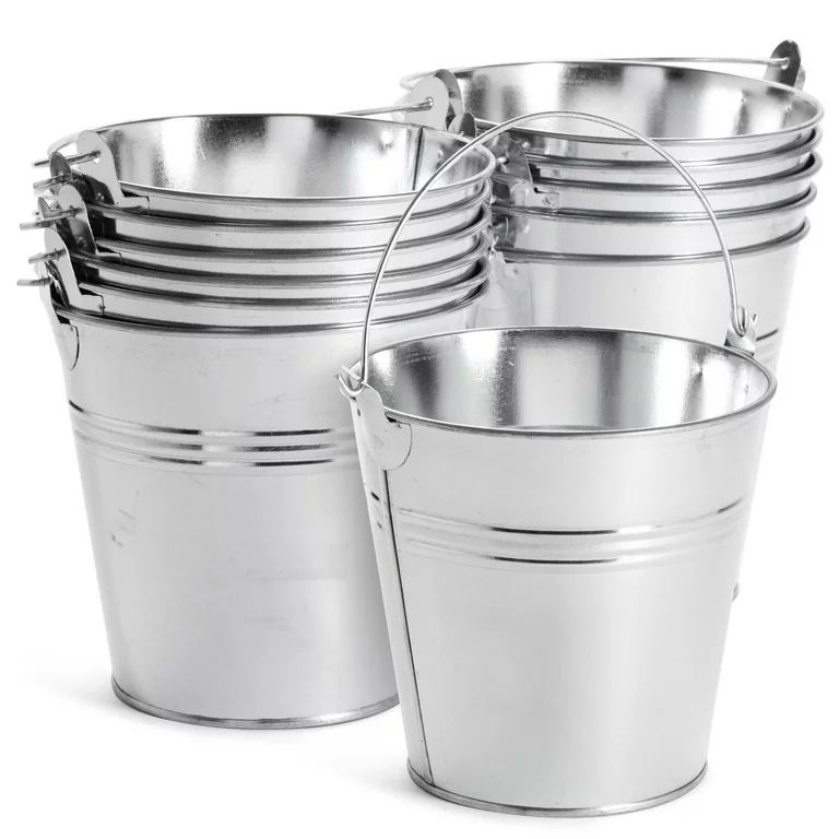 12 Pack Galvanized Metal Buckets with Handles for Party Decorations, Small Tin Pails (4.7 In) | Walmart (US)
