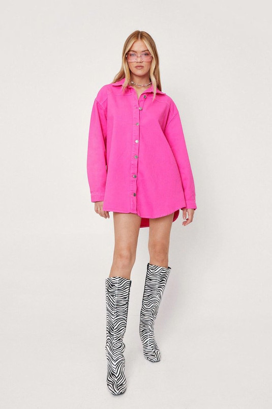 Oversized Button Down Denim Shirt Dress | Nasty Gal (US)