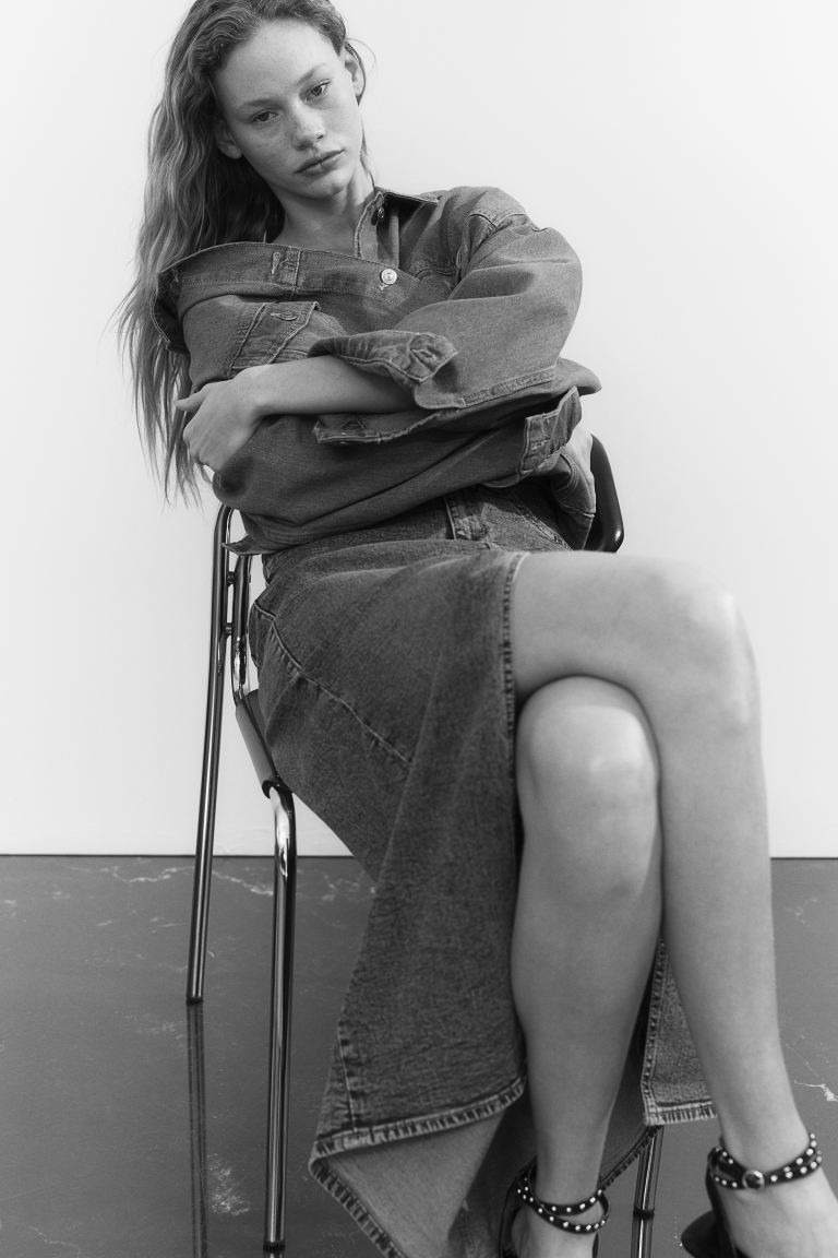 Slit-hem Denim Skirt - Denim blue - Ladies | H&M US | H&M (US + CA)