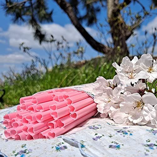 The best MOON 100pcs Heart Shaped Pink Straws Disposable Drinking Cute Straw Individually Wrapped... | Amazon (US)