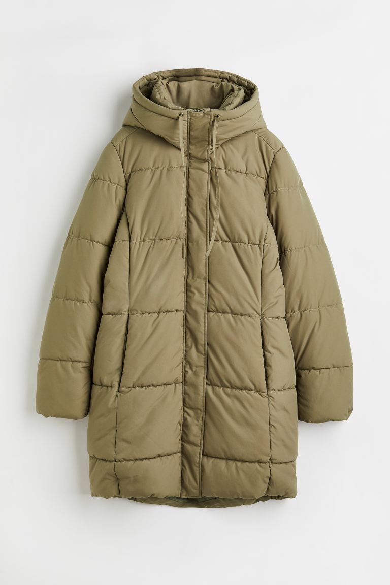 Hooded Puffer Coat - Khaki green - Ladies | H&M US | H&M (US + CA)