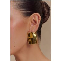 Georgia Rounded Rectangular Earrings - Gold | MESHKI US