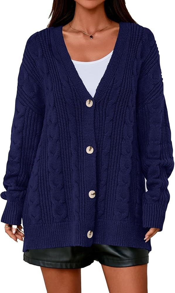 PRETTYGARDEN Womens Chunky Cardigan Sweaters 2025 Fall Oversized Cable Knit Long Sleeve Open Fron... | Amazon (US)