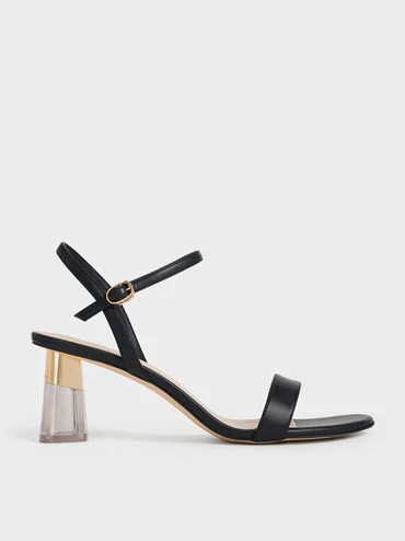 Oleana Clear Trapeze Heel Sandals
    
         - Black | Charles & Keith US