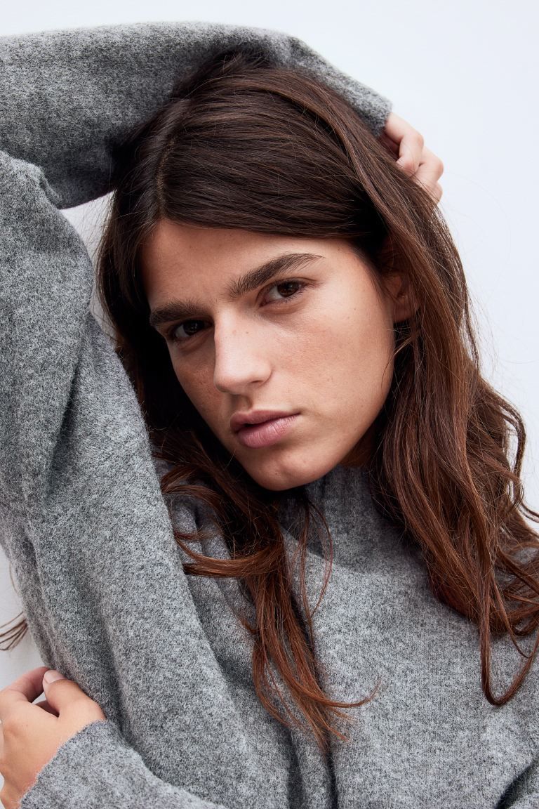 Mock Turtleneck Sweater - Gray melange - Ladies | H&M US | H&M (US + CA)