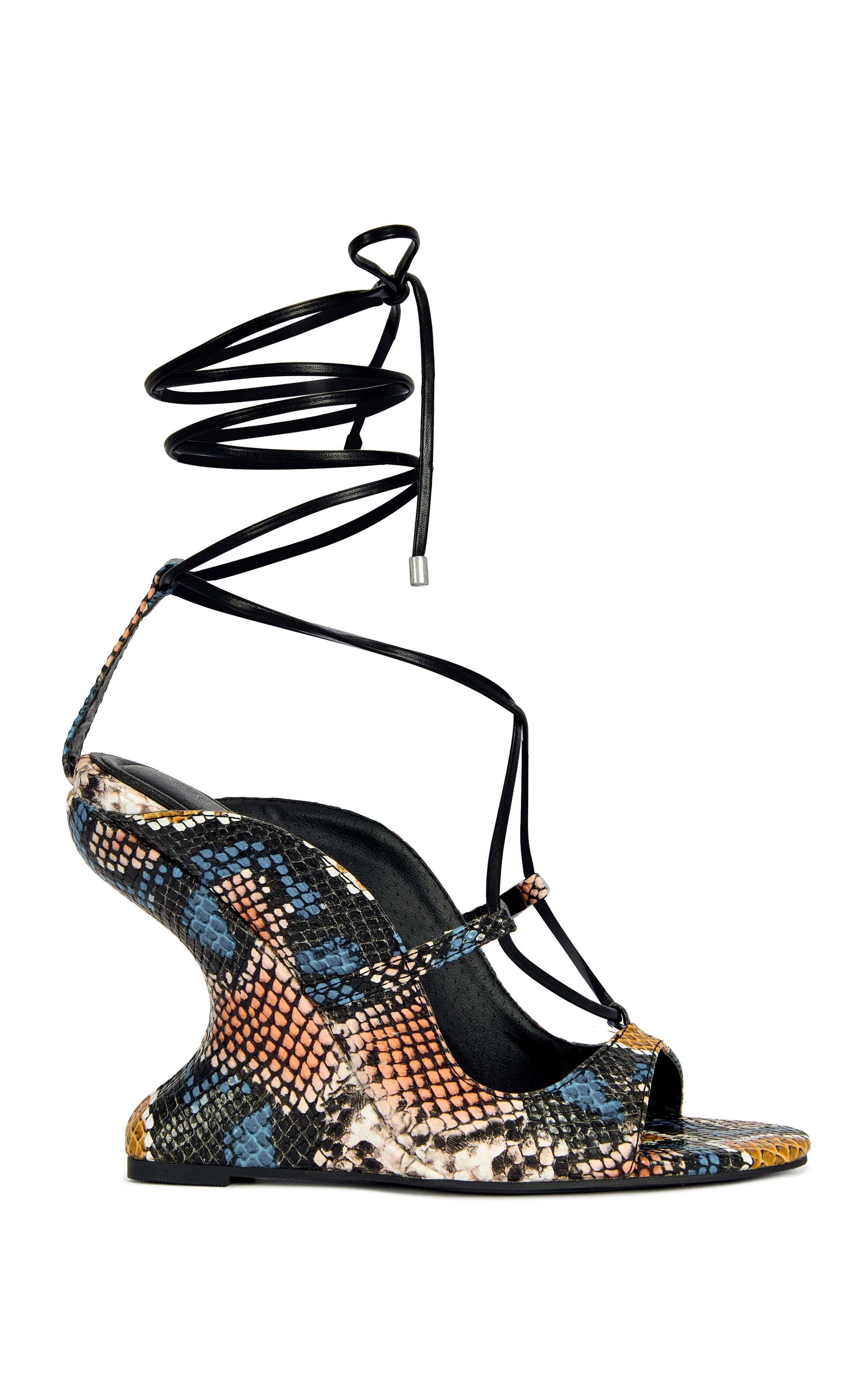 ORENA-SNAKEMULTI WRAP-AROUND WEDGE SANDAL | Azalea Wang
