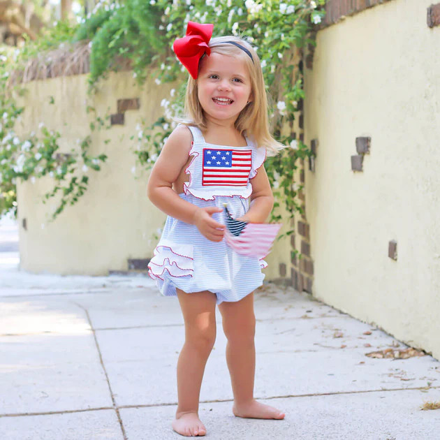 Flag Applique Light Blue Stripe Leah Bubble | Classic Whimsy