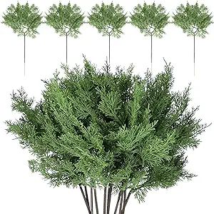 Christmas Fake Juniper Cedar Pine Branches, 17 x 9 Inches Faux Cedar Branches Artificial Cedar Sp... | Amazon (US)