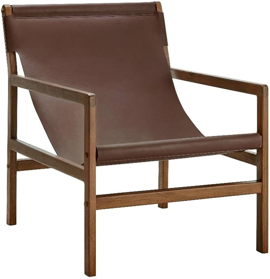 Modway Sonora Leather Sling Chair in Nutmeg Brown – Mid Century Modern Accent Lounge Chair with... | Amazon (US)
