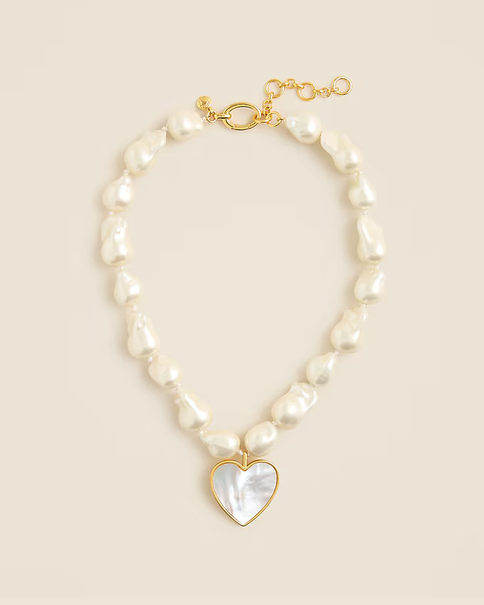 Heart and pearl pendant necklace | J. Crew US