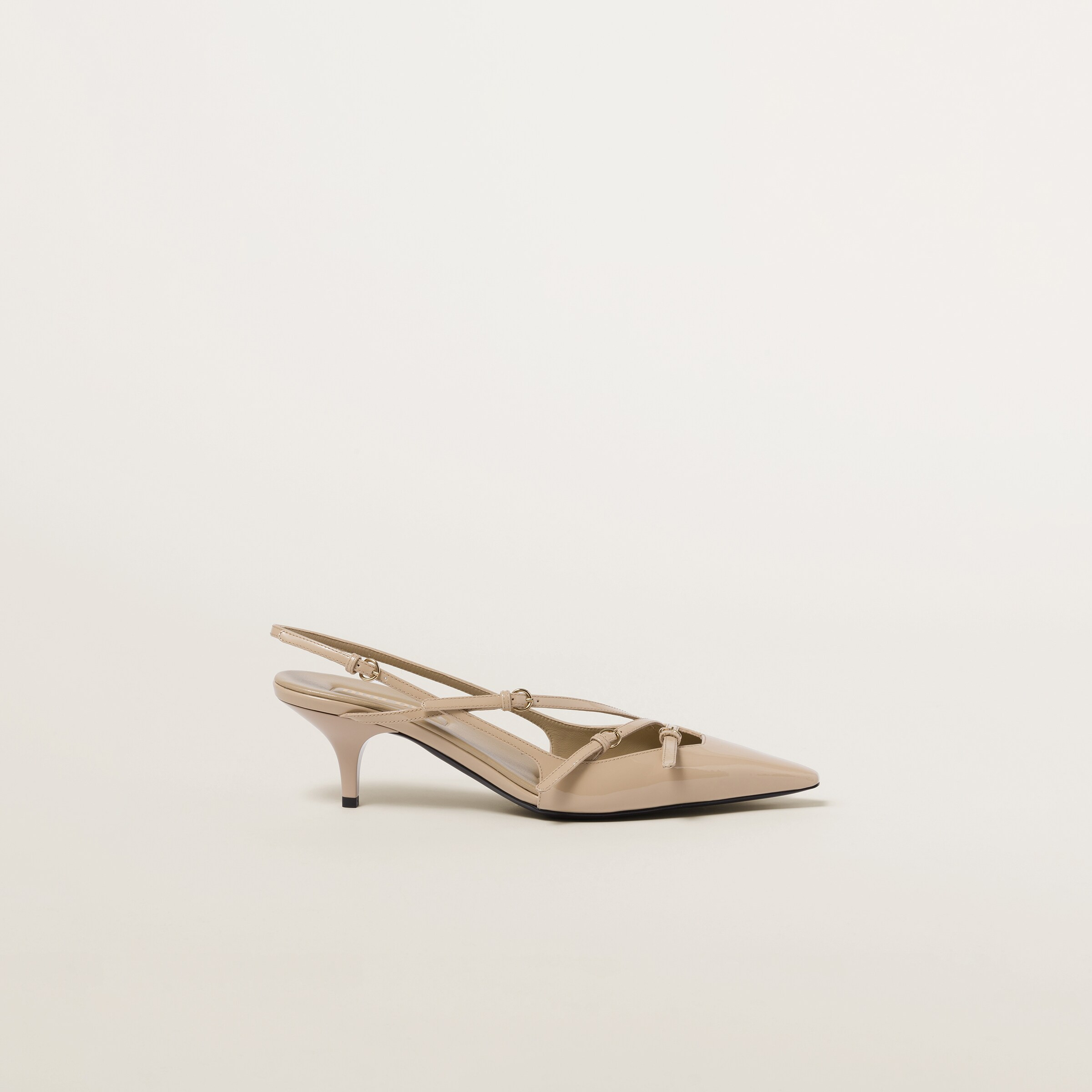 Sand Beige Patent Leather Slingbacks With Buckles | Miu Miu | Miu Miu US