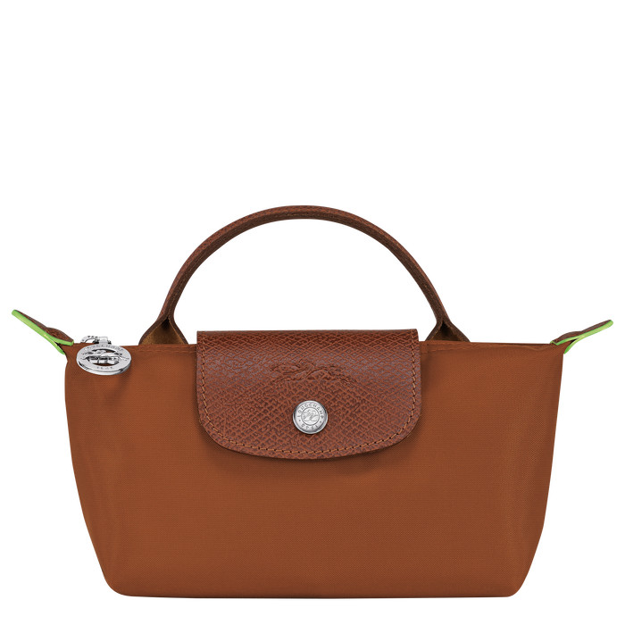 Pouch with handle Le Pliage Green Cognac (34175919504) | Longchamp US | Longchamp