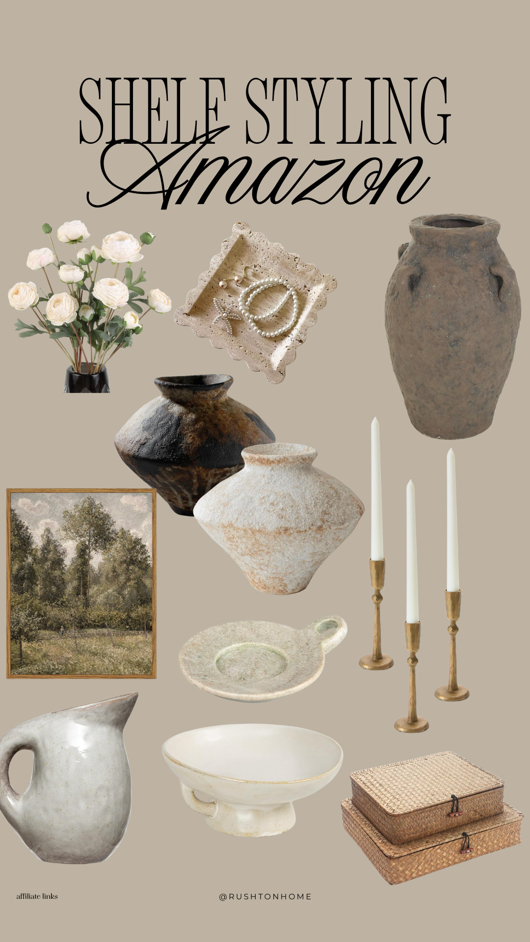 Shelf Styling Amazon, amazon shelf decor, shelf styling ideas, neutral shelf styling, decorative vases amazon, styling bowls decor, ceramic vases neutral, framed artwork amazon, decorative trays shelf decor, minimalist shelf accessories, organic modern shelf decor, neutral home accessories, coffee table books decor, amazon styling accents 

 #LTKHome #LTKFindsUnder100