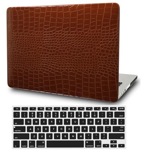 FFBOFFC Cover Compatible with MacBook Air 15 Inch Case 2024 2023 Release A3114 A2941 with Liquid Retina Display & Touch ID, Leather Crocodile Print Hard Shell Case Cover & Keyboard Skin, Brown | Amazon (US)