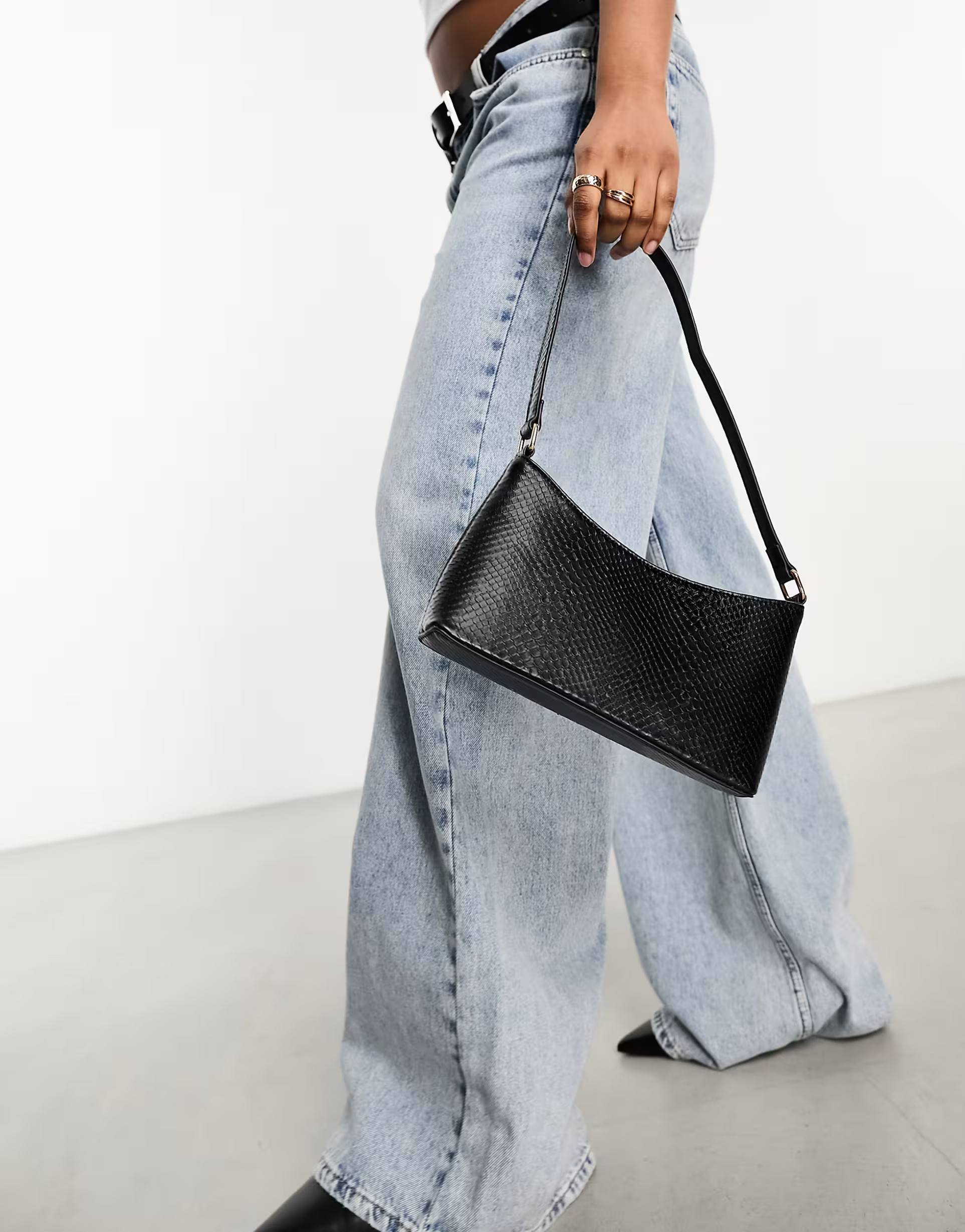 ASOS DESIGN 90s snake shoulder bag in black | ASOS (Global)
