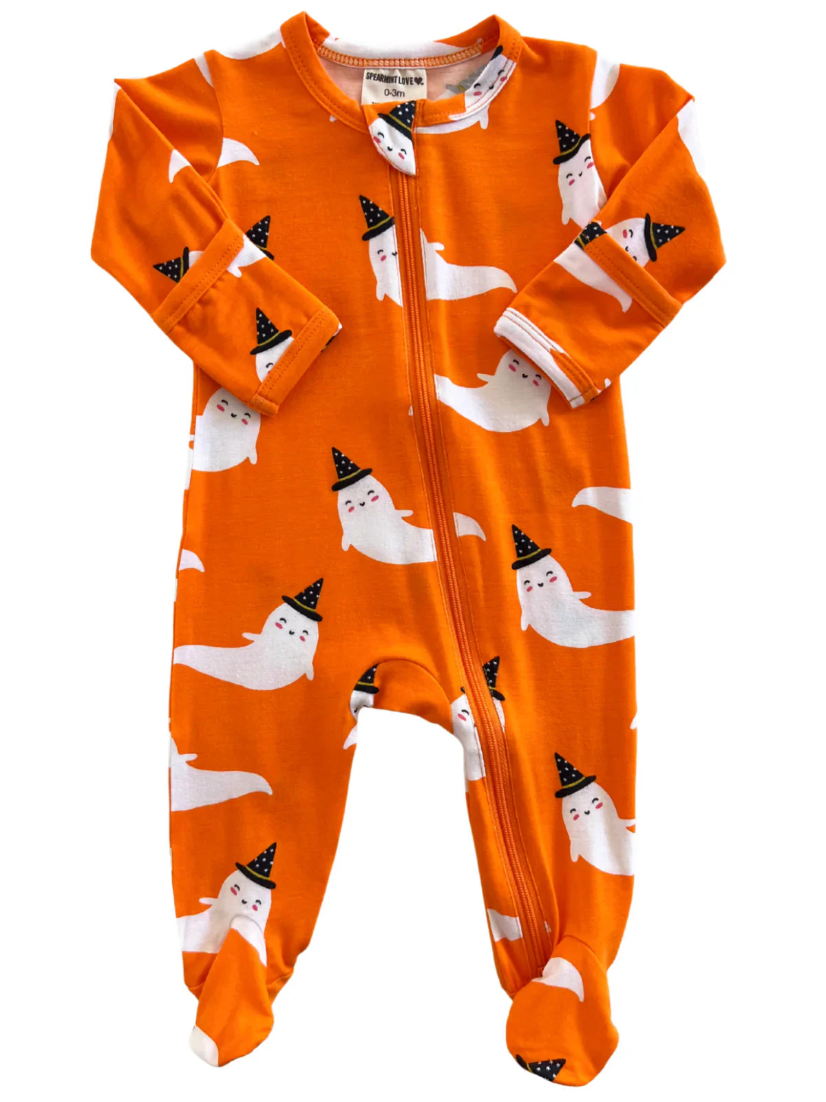 2-Way Zip Footie, Orange Ghost | SpearmintLOVE