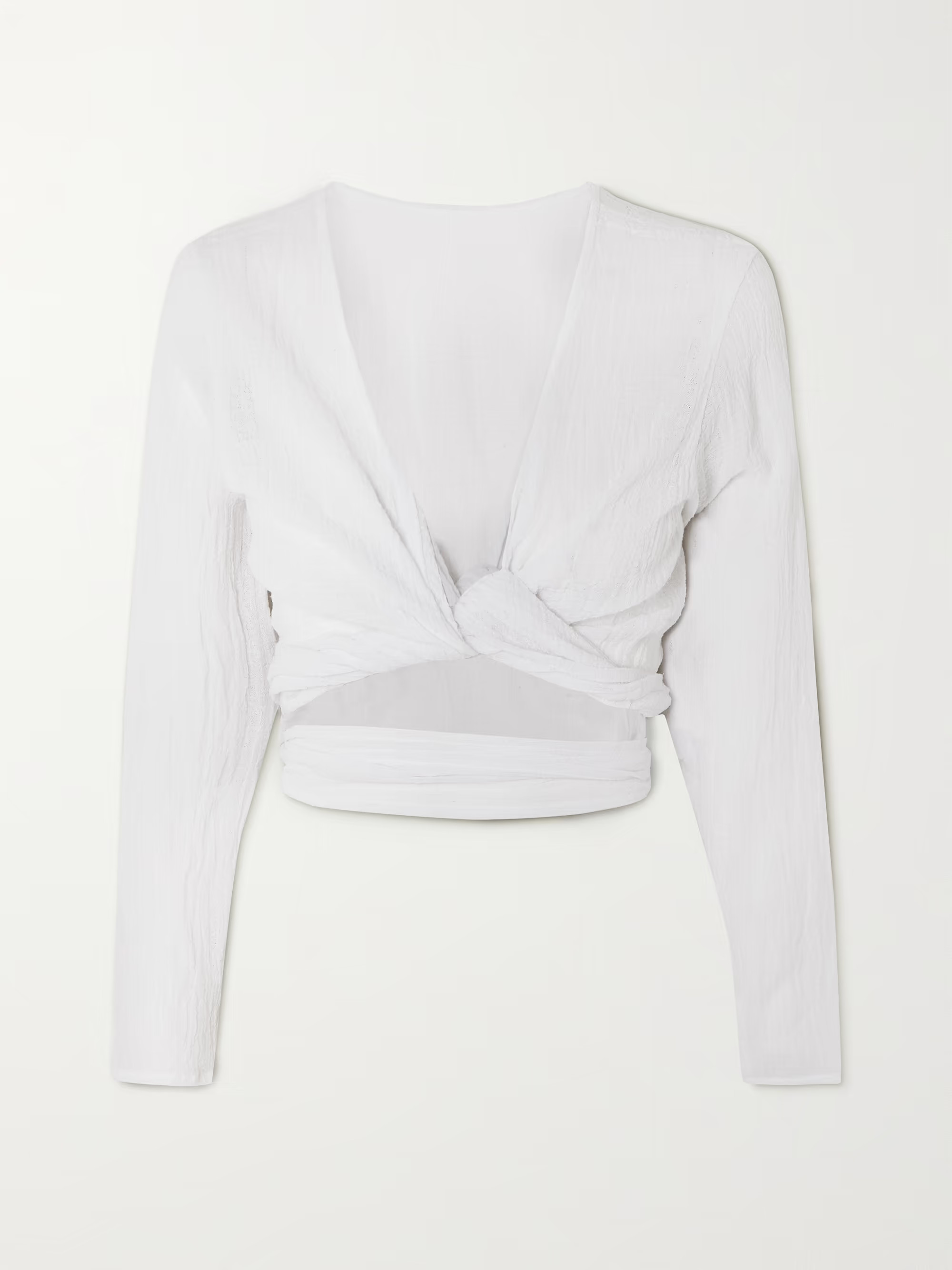 + NET SUSTAIN Lahun leather-trimmed cotton-gauze wrap top | NET-A-PORTER (US)