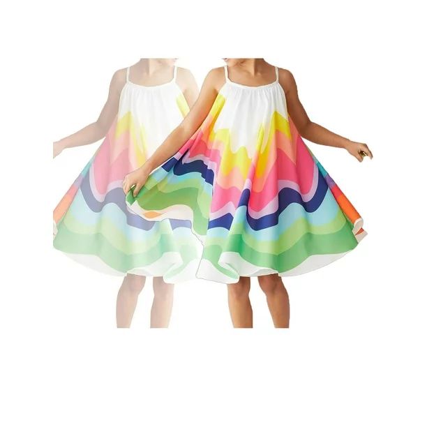 Toddler Baby Girl Rainbow Sling Dress Kids Loose Sleeveless Summer Party Dress | Walmart (US)