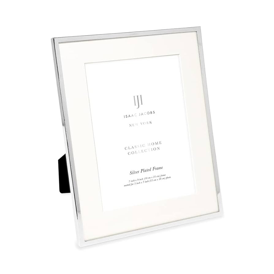 Isaac Jacobs 7x9 (Matted 5x7) Silver Metal Picture Frame, Classic Metal Photo Frame Made For Tabl... | Amazon (US)